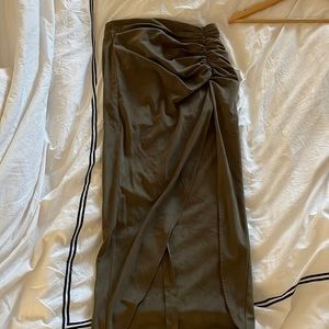 ZARA Suede Brown/Dark Green High Slit Skirt! Size XS